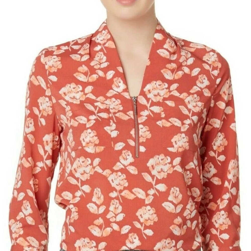 Size Small, Jaclyn Smith Women's Orange Floral Blouse - Size: Small